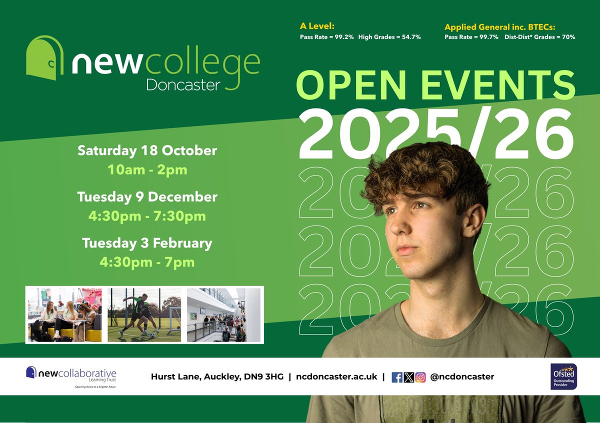 The first of our open events will be taking place on Saturday 18th October from 10am-2pm .

Come along to see all of the courses, support, facilities and experiences New College can offer you for you Post-16 journey. 😀

loom.ly/ooIc_ME
