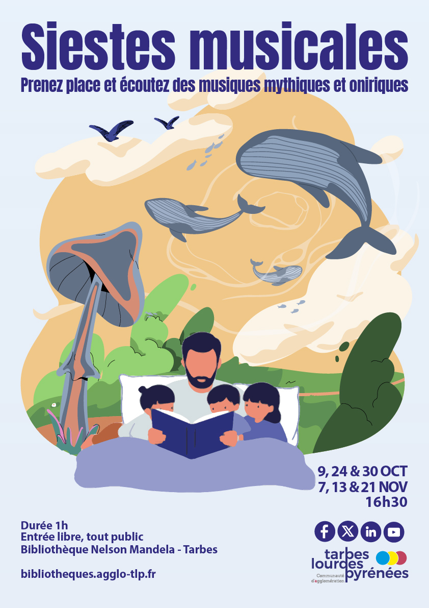 𝐒𝐢𝐞𝐬𝐭𝐞𝐬 𝐦𝐮𝐬𝐢𝐜𝐚𝐥𝐞𝐬

La bibliothèque Nelson Mandela de Tarbes vous propose une toute nouvelle animation.

Accordez-vous un moment de détente bercé par des musiques mythiques, le jeudi 9 octobre à 16h30.