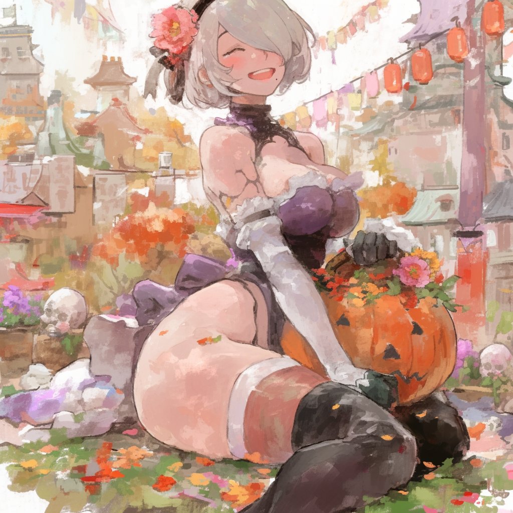 2B can’t wait to celebrate Halloween. #NieRAutomata #NieR #2B #fanart