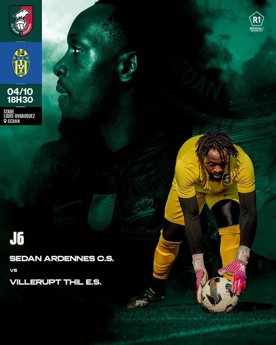 TOUS à DUGAU !! 🟢🔴

JOURNÉE 5 de RÉGIONAL 1 / STADE DUGAUGUEZ • CSSA 🆚 VILLERUPT - Les Sedanais tenteront d’enchaîner une cinquième victoires consécutives en championnat ce samedi à 18h30, pour cela le CS SEDAN auras besoin de votre soutiens ! 💪🏽 

↪️ Réservez votre billet