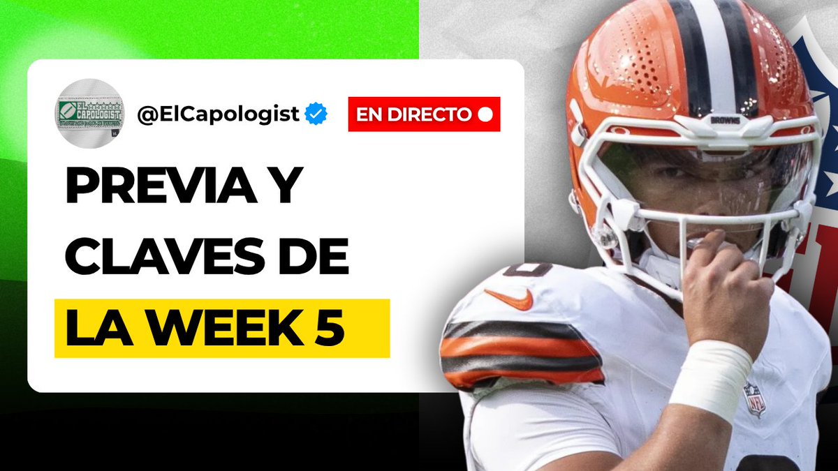 El Capologist Podcast (@elcapologist) on Twitter photo 🎙️💥 ¡𝐄𝐥 𝐏𝐫𝐞𝐯𝐢𝐨𝐥𝐨𝐠𝐢𝐬𝐭 de esta semana!
La PREVIA y las CLAVES de la SEMANA 5 #NFL, con <a href="/andershoffman/">Ander Iturralde</a>, <a href="/adrian_cobo/">Adrián Cobo</a> y <a href="/NachoCervera6/">Nacho Cervera</a> en todas las plataformas de audio y video
🟠 ivoox.com/previologist-3…
🟢 open.spotify.com/episode/3QxRjt…
🔴 youtube.com/live/xw_BFzAyE… 🎙️💥 ¡𝐄𝐥 𝐏𝐫𝐞𝐯𝐢𝐨𝐥𝐨𝐠𝐢𝐬𝐭 de esta semana!
La PREVIA y las CLAVES de la SEMANA 5 #NFL, con <a href="/andershoffman/">Ander Iturralde</a>, <a href="/adrian_cobo/">Adrián Cobo</a> y <a href="/NachoCervera6/">Nacho Cervera</a> en todas las plataformas de audio y video
🟠 ivoox.com/previologist-3…
🟢 open.spotify.com/episode/3QxRjt…
🔴 youtube.com/live/xw_BFzAyE…
