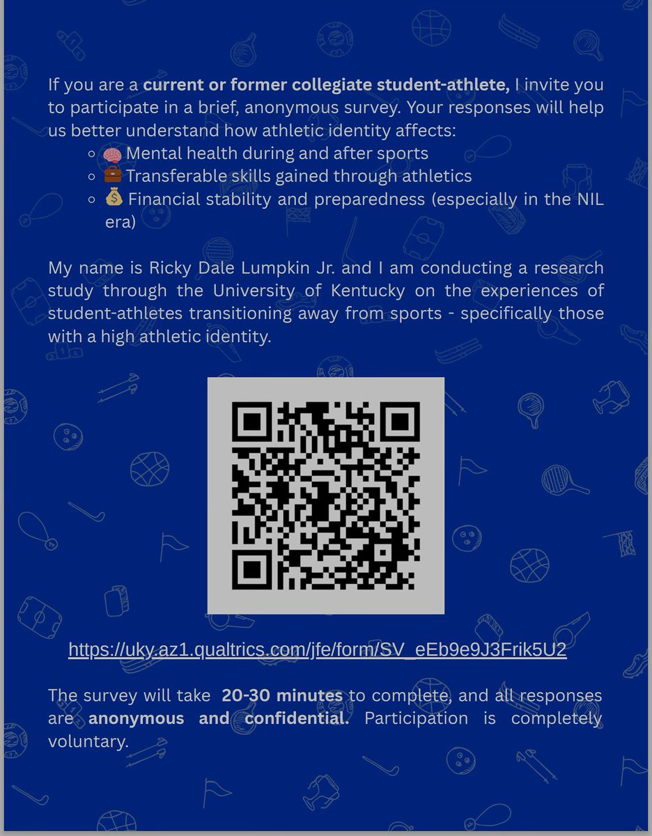 Some of you may know that I am working on finishing my data collection piece on my thesis which is based on High Athletic Identity in current and former student-athletes in their transition away from sport. They can currently or formerly have competed at any lvl of college sport.