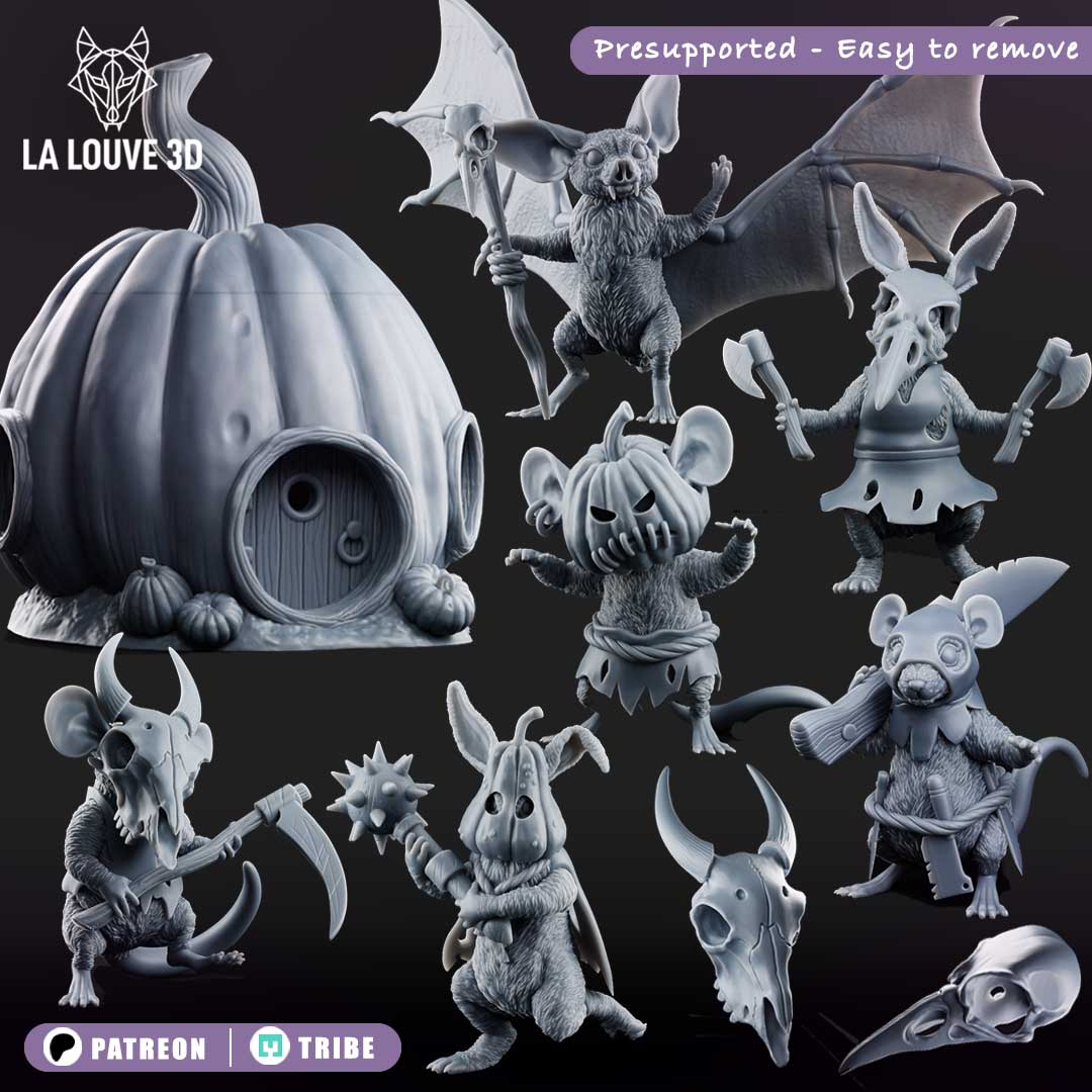 LaLouve3d's tweet image. *October release* I have modeled adorable and dangerous little mice, bunnies, and bats. STL files for 3D printing availble on my Patreon or Tribe!
Patreon: patreon.com/lalouve3d
Tribe: myminifactory.com/users/lalouve3…
---
#tabletopgames #DnD #tabletoprpg #dndminiatures #3dprinting