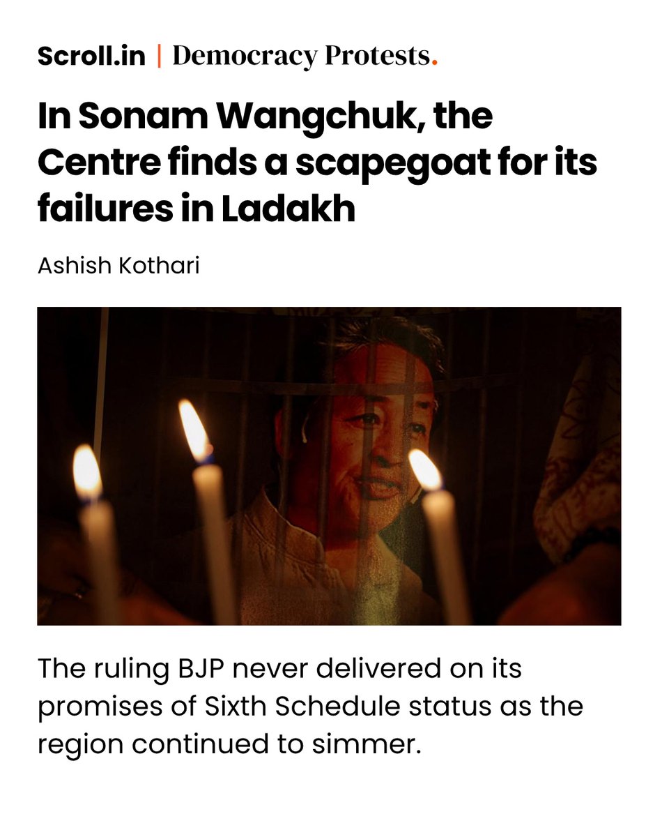 rishianand_'s tweet photo. In Sonam Wangchuk, the Centre finds a scapegoat and cover for its own failures @chikikothari #JusticeForLadakh https://t.co/9a2qbS1jso