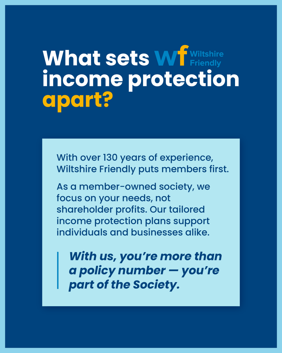 WiltsFriendly's tweet photo. With over 130 years of experience, we know what it takes to put members first. 🤝

Our income protection plans are personalised for individuals and businesses alike.

Get in touch with us on 01225 752120 today!

#WiltshireFriendly #IncomeProtection #MemberOwned #FinancialSecurity https://t.co/RITZJWNEk6