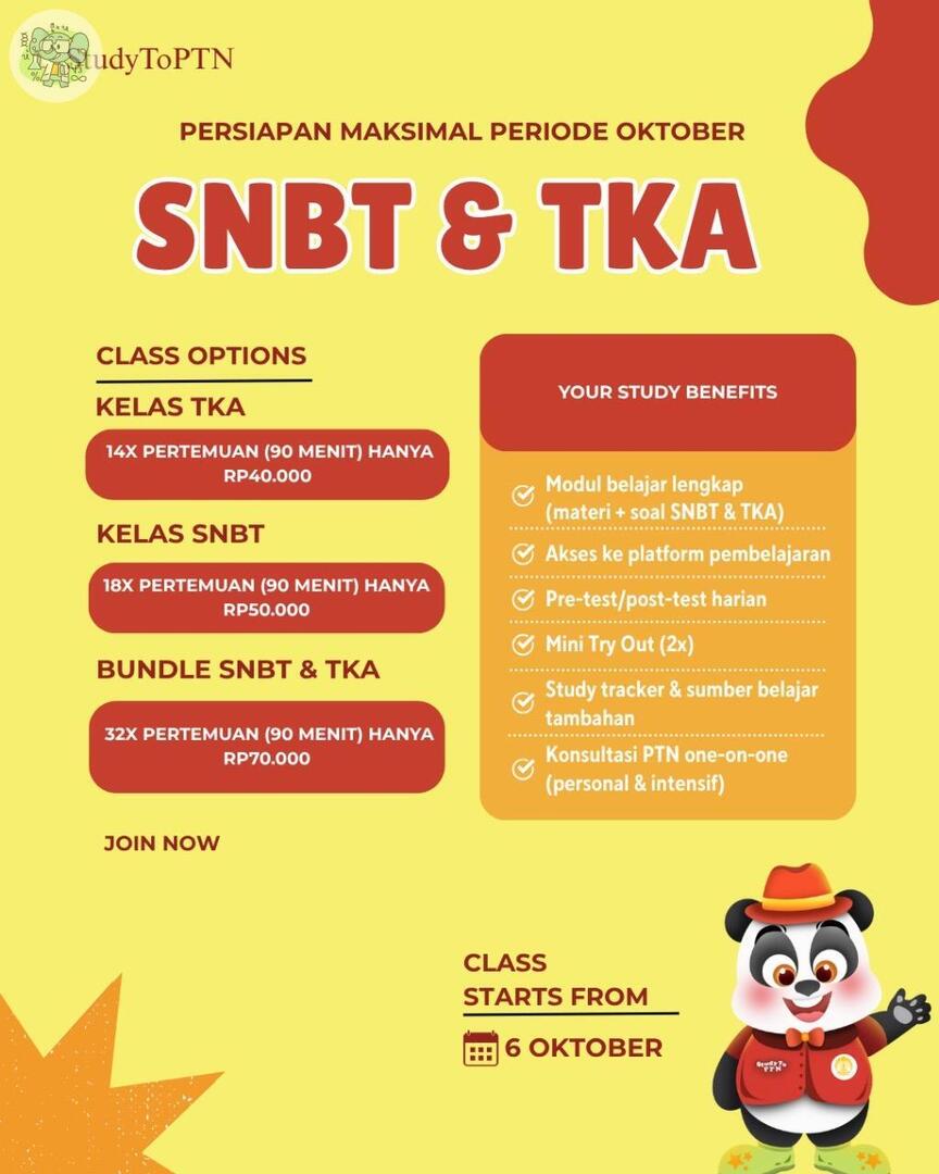 sch! guys kelas studytoptn lagi buka kelasss murah, bisa konsultasi one to one, latsol setiap hari juga….. biat kalian yang jabodetabek nanti kita ada kelas offlineee jugaa yg bisa belajar bareng sharing” bareng keliling kampus ui… YUK GWS DAFTAR