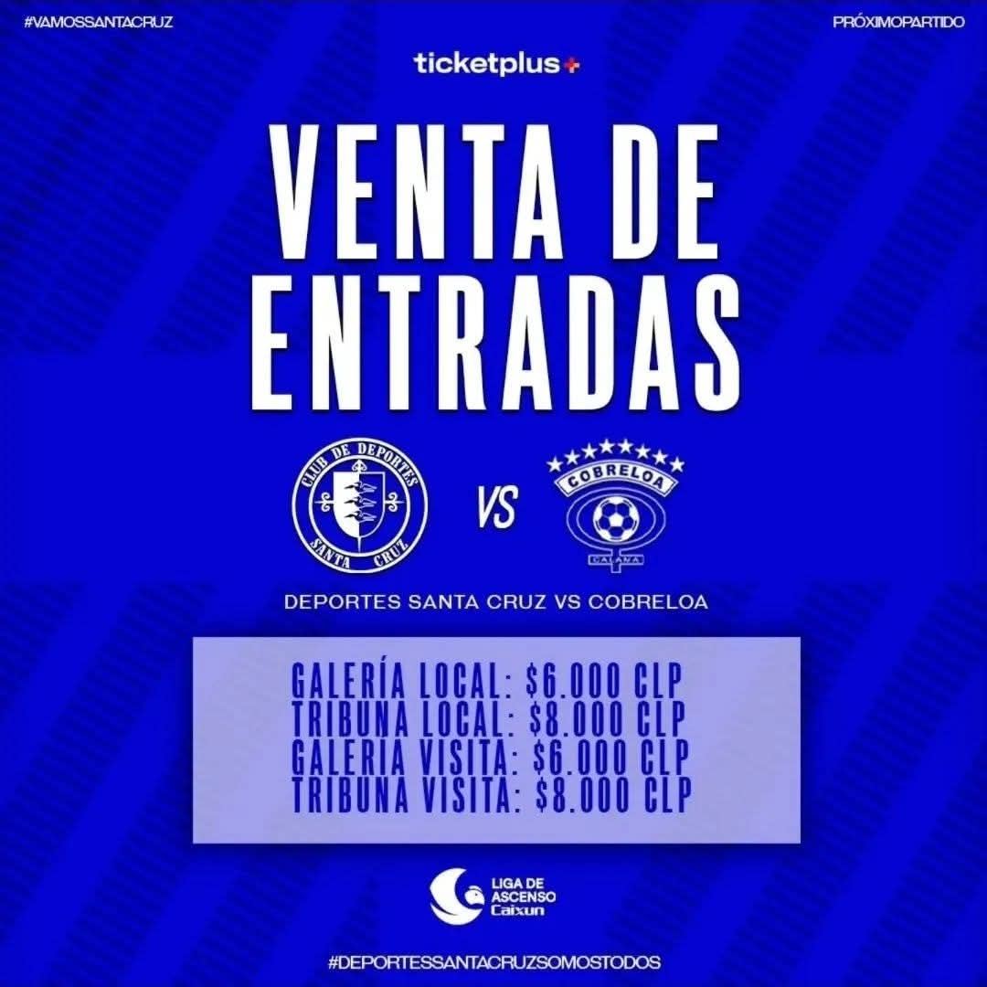 radiosolycobre's tweet photo. Atención📣 hinchas de #cobreloa🦊.

Comenzó la venta de entradas para ver Santa Cruz Vs Cobreloa este sábado en el reinicio del Ascenso 2025.
La venta de entradas 🎫 vía online, a través de https://t.co/APzRg8sYbh https://t.co/wz7loBTmvz