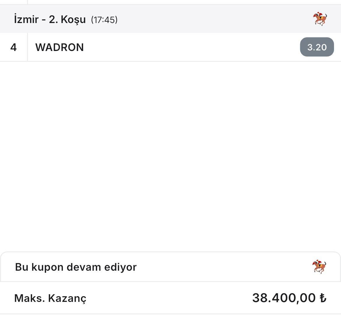 %70 lik atı WADRON u sabit ganyanda 3 20 den almak bilemedim ne diyeceğimi.. 😁🔥🐴🔥🎯🐴( ben değilim bu arada.😆)