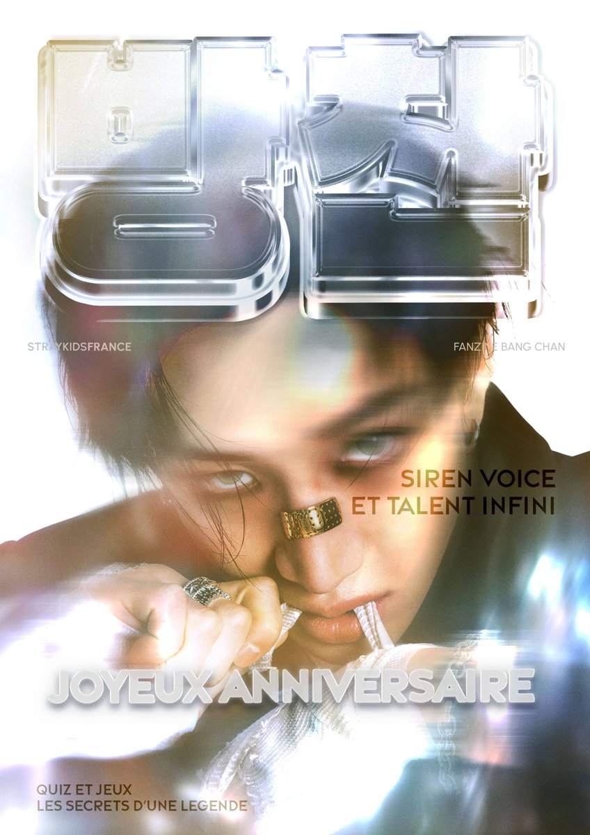 StrayKidsFrance's tweet photo. 🎂 03.10.2025 🎂

Nous souhaitons un joyeux anniversaire à #BangChan ! 🖤 

Pour chaque anniversaire cette année, l’équipe de Stray Kids France prépare un magazine spécial avec anecdotes, jeux et quizz pour vous divertir et peut-être vous en apprendre plus sur chacun des membres ! Le magazine de Chan n'est pas disponible immédiatement car nous avons eu quelques soucis techniques, mais il le sera d'ici quelques jours, merci de votre patience 🫶

Aujourd'hui, lumière sur Bang Chan 🌟🐺 

Feuilleter son magazine 🔗Lien disponible dans les jours à venir !
En savoir plus sur lui  🔗https://t.co/Di8WlDP8lG
Faire un don à l'institut Curie 🔗https://t.co/k0FdkeBLBe

DIVINE TALENT BANG CHAN
#GeniusMusicianBangChan
#찬이를_위해_햇살이_되어줄게
#HappyBangChanDay
@Stray_Kids