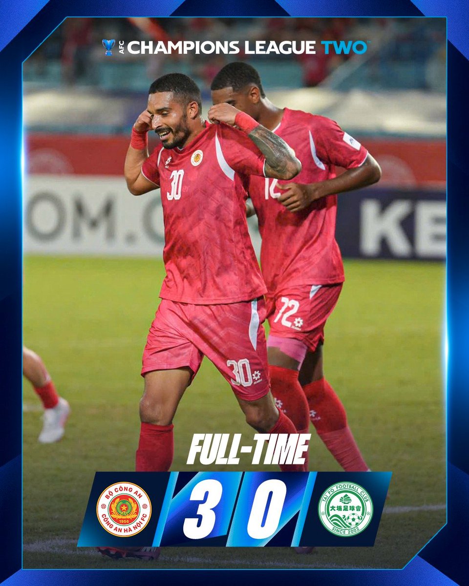 Résultats des clubs vietnamiens en AFC Champions League II aujourd'hui:

🇻🇳 Cong An Ha Noi 3-0 Tai Po 🇭🇰
🇭🇰 Eastern 0-1 TX Nam Dinh🇻🇳

Les 2 clubs sont invaincus en coupe d'Asie cette saison