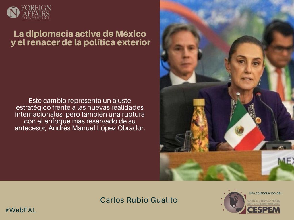 ForeignAffairsL's tweet photo. #LEE "La diplomacia activa de México y el renacer de la política exterior" de Carlos Rubio Gualito (@ProfCarlosRubio) en el espacio de colaboraciones del Centro de Enseñanza y Análisis sobre la Política Exterior de México (@CESPEM_Mx) en #WebFAL https://t.co/SjEySeGAXr https://t.co/zqNlUyPxPY