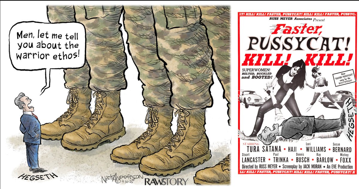stuggiwatcher's tweet image. A tiny Pete #Hegseth preaches to America's military giants
rawstory.com/amp/pete-hegse… - rawstory -More: 
dailycartoonist.com/index.php/2025…
politico.eu/article/worlds…