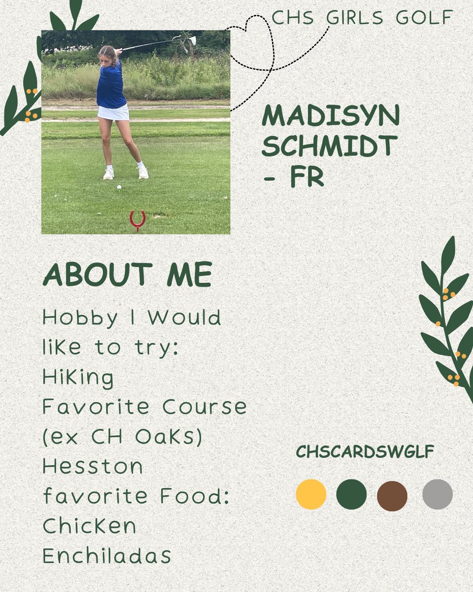 Our Next Member of Cheney High School's Girls Golf Team
Fr - Madisyn Schmidt