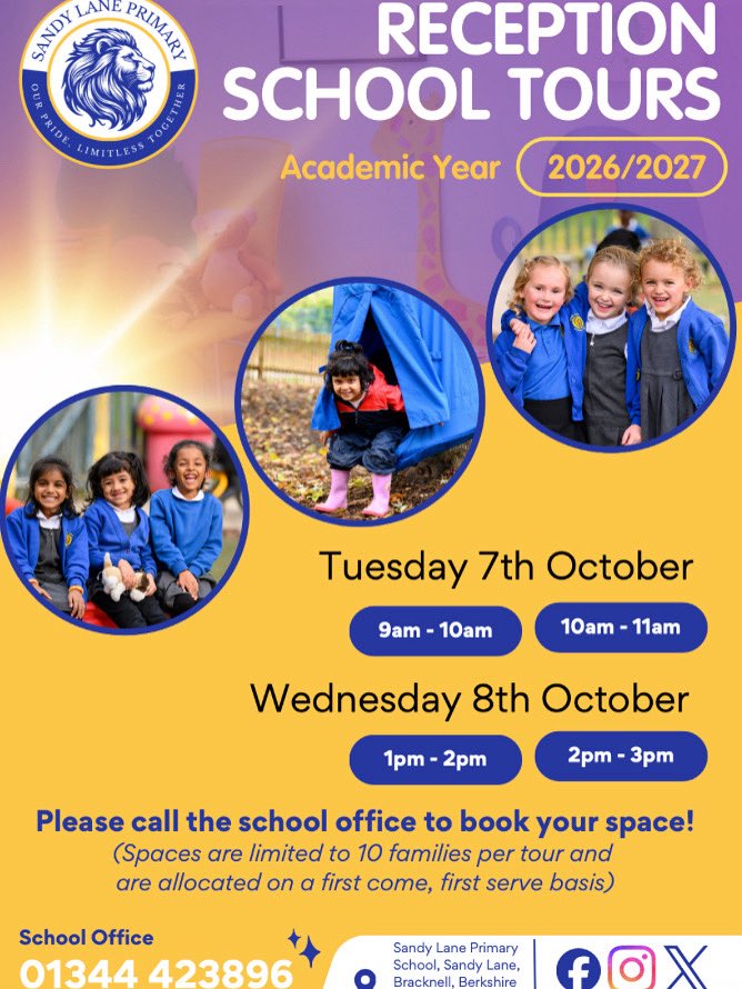Please call 01344 423896 (school office) to book your space!
