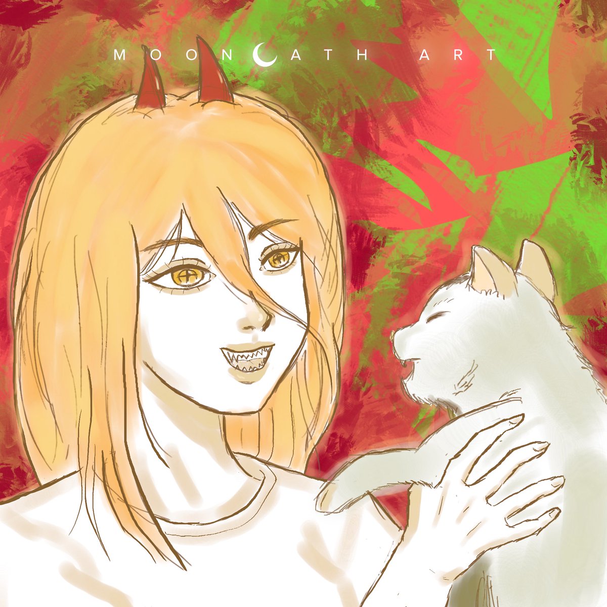 Inktober DAY 2: “Unexpected Affection”
Power &amp; Meowy fanart in my art style.

#inktober #inktober2025 #power #chainsawman #fanart #powerfanart #chainsawmanfanart