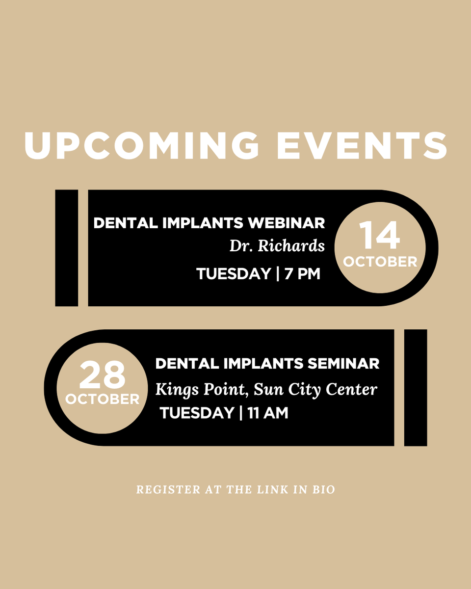 NewTeethNow's tweet photo. A full list of our events this month! Link in bio to register, we hope to see you there. It's the perfect opportunity to learn and ask any question you have about full mouth dental implants. https://t.co/IEBMxuf7XP