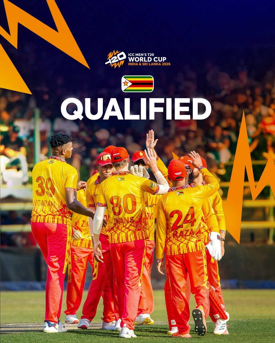 ZTNPrime's tweet photo. Zimbabwe are heading to next year’s Men’s #T20WorldCup!
They’ve claimed the final qualification spot after winning by 7 wickets against Kenya this afternoon
#RoadTo2026 #T20Qualifiers https://t.co/8paeLg831C