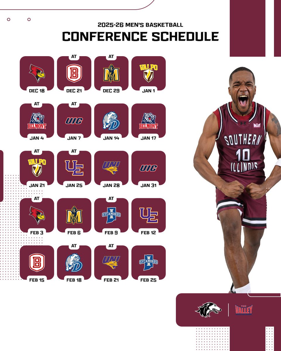 📣 Salukis 2025-26 MVC schedule is out! 📣

Read more: saluk.is/mbbmvc

Get your season tickets for as low as $99: saluk.is/SeasonTicketsM…