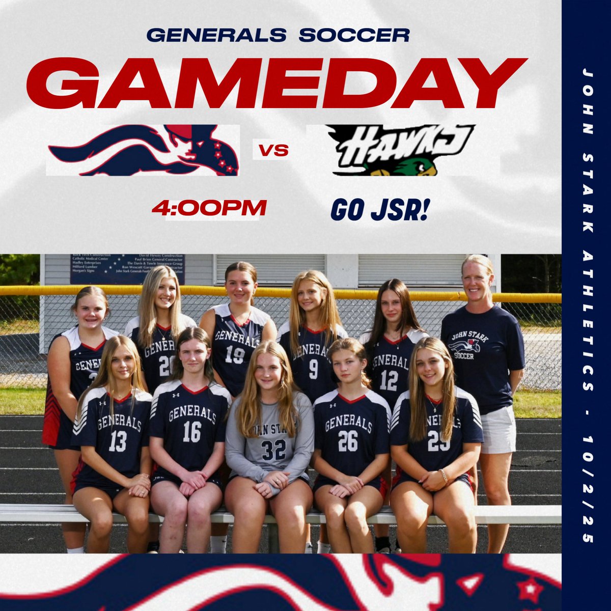 Cross town battle as Reserve Girls Soccer takes on the Hawks of Hopkinton this after here at John Stark - 4:00pm Kick-off ⚽