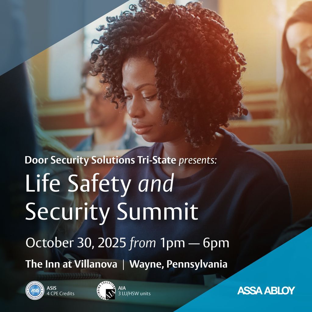 dss_tri's tweet image. Please join DSS Tri-State for our 2nd Annual educational summit showcasing
operational best practices in design associated with life safety and security! Register here: assaabloysystems.com/summit/