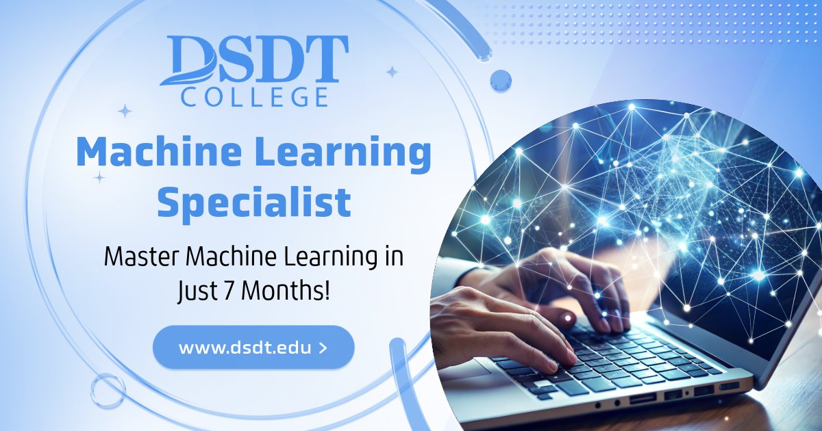 🎓 Become a Machine Learning Specialist at DSDT College!
600 hrs of hands-on AI + data science training. No SAT, no essay, no fee.

👉 Register: link.elite360.io/widget/form/02…

#AIcareers #DSDTCollege #TechEducation