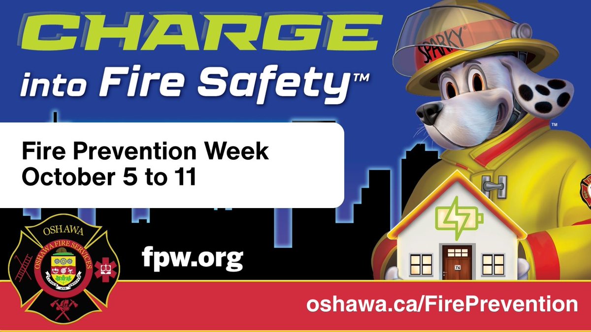 October 5 – 11 is Fire Prevention Week and Oshawa Fire Services is reminding families of the importance of charging devices safely, recycling lithium-ion batteries properly and choosing products wisely. Learn more: ow.ly/uRXG50X5zTu
