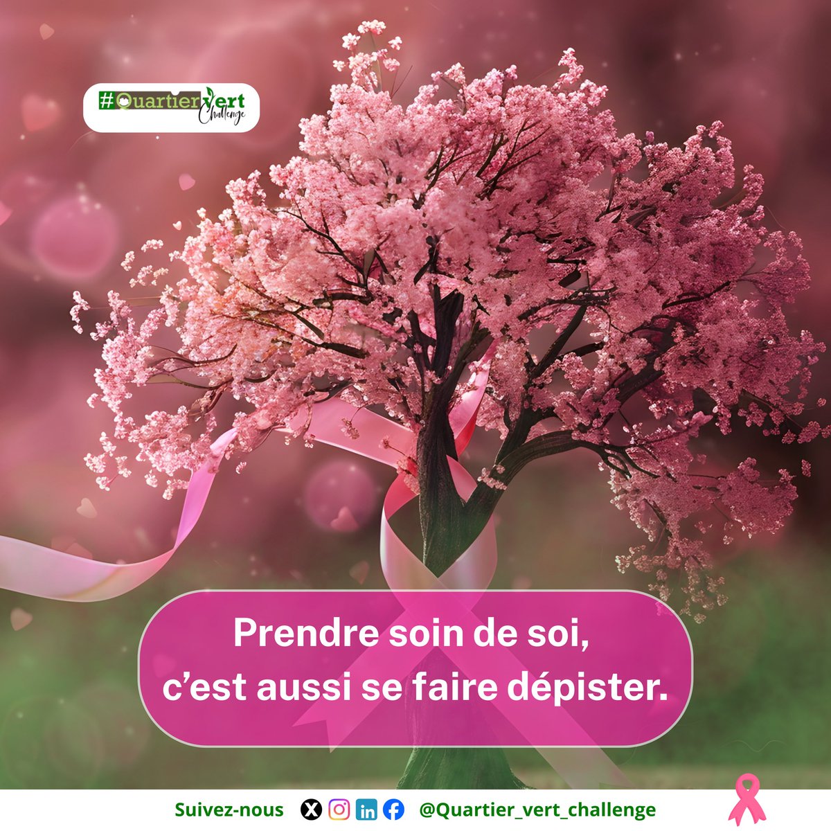 #OCTOBRE_ROSE 🎀🎗️

Parce que la santé est notre plus belle richesse, un petit geste peut sauver une grande vie

#OctobreRose #QuartierVertChallenge #LISCA