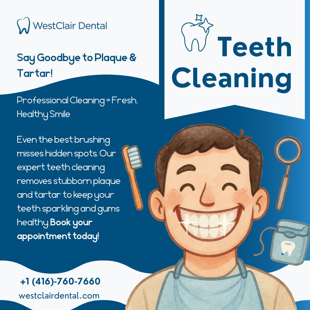 westclairD's tweet photo. 🦷✨ Say goodbye to plaque &amp; tartar!
Professional cleaning = fresh, healthy smile.
Even the best brushing misses hidden spots. Our expert teeth cleaning removes stubborn plaque and tartar to keep your teeth sparkling.
Schedule your cleaning today!
📞+1 416-760-7660
#TeethCleaning https://t.co/2HyFMNzkW2