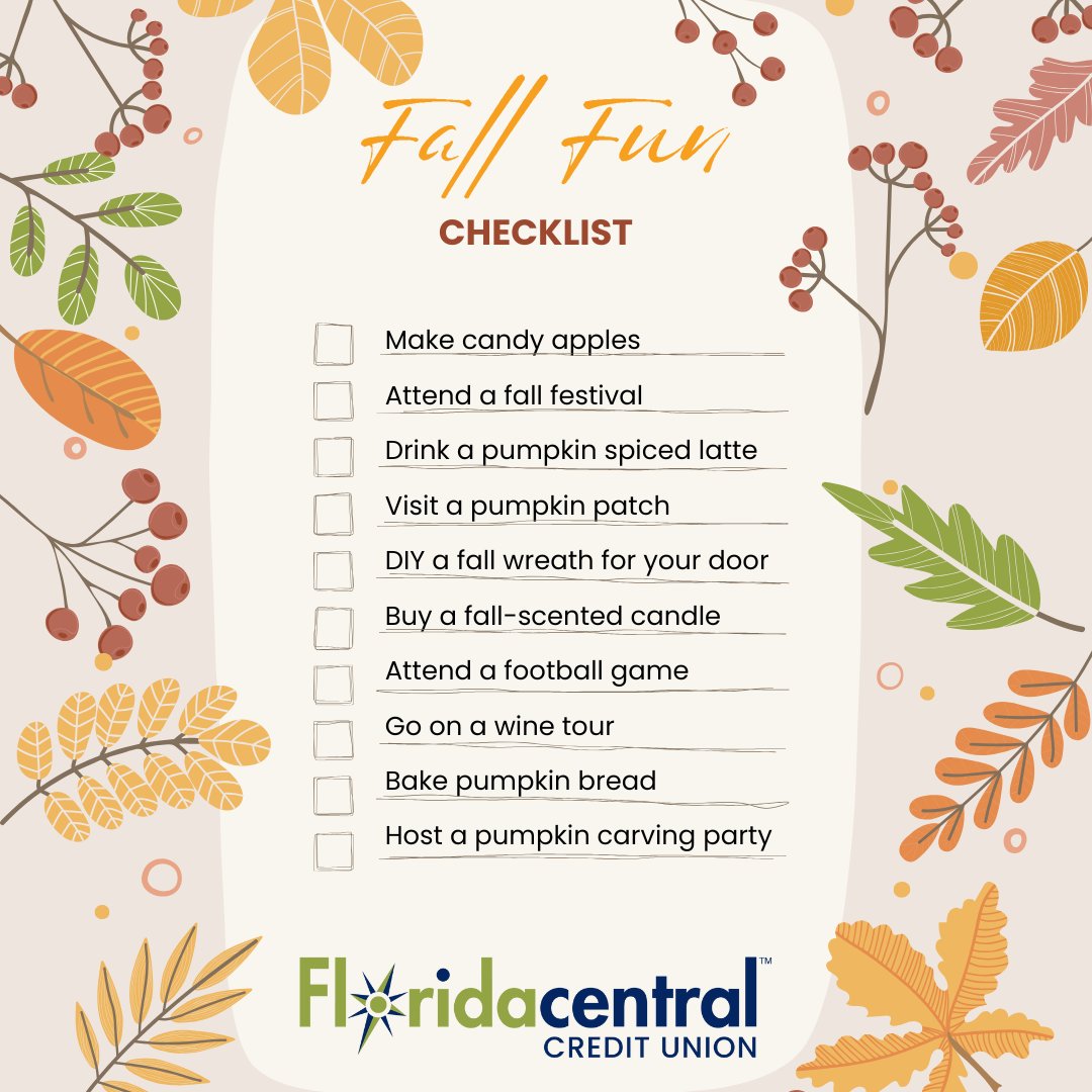 Floridacentral's tweet image. 🍎 Who’s ready for candy apples, pumpkin patches, and spiced lattes? 🎃✨

Grab your fall checklist and FALL into FUN with family and friends!

What’s the first thing you’ll cross off? 

#FallBucketList #HelloFall #PumpkinSpiceSeason #Autumn #Fall2025 #Floridacentral