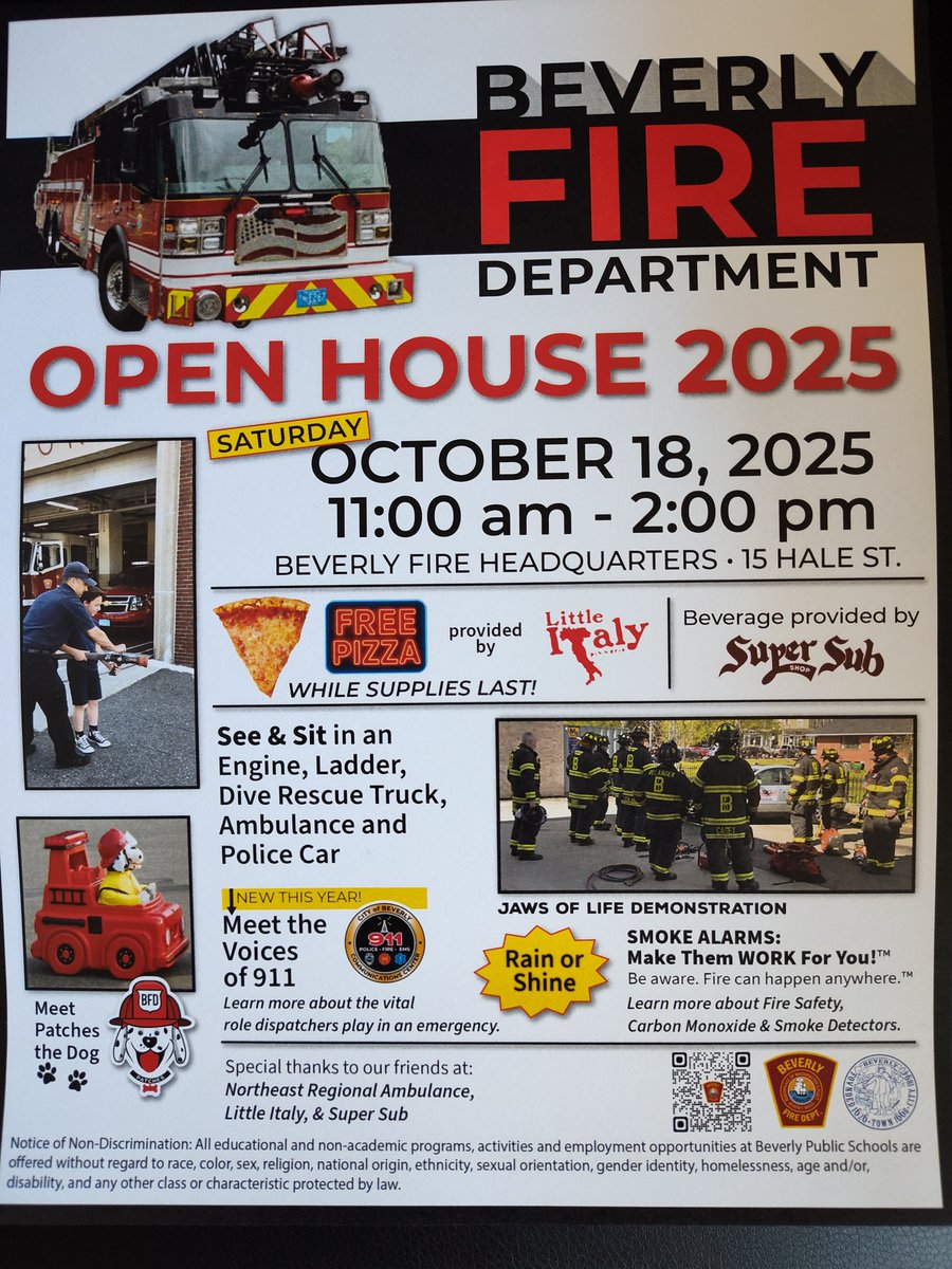 October 18, from 11-2 we will be having our annual open house at our HQ, 15 Hale St. Free food, while it lasts, a jaws of life demo, firetrucks, ambulance and police car to explore!