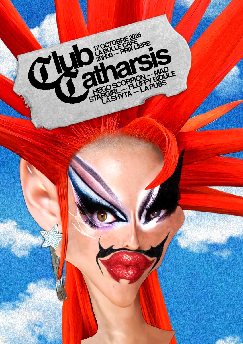 stargirlisdead's tweet photo. CLUB CATHARSIS VIII ⛓️⚔️
VENDREDI 17 OCTOBRE / 20H30
LA BULLE CAFÉ, LILLE

Avec Hego Scorpion, Fluffy Bidule, La Puss &amp; La Shyta

Présenté par Mad &amp; Stargirl

🎟️ PRIX LIBRE 🎟️

See you there !! 🖤 #DragLille #DragShowLille https://t.co/NEjRiIbiA7