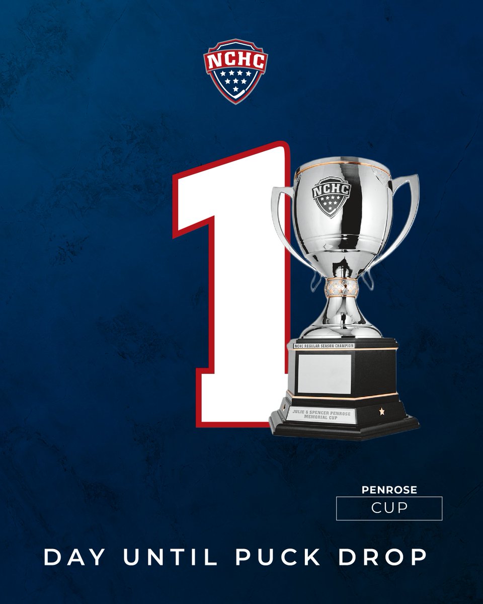TheNCHC's tweet photo. Who will hoist the #PenroseCup this season?!? ☝️🏆

TOMORROW, #NCHChockey returns! 🏒🙌 https://t.co/0YRMfzfYMr