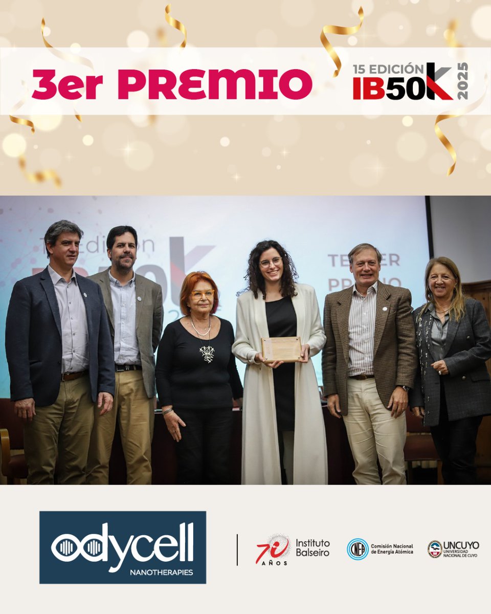 ✨ Aplausos para Odycell Nanotherapies, 3° premio #IB50K2025. Su proyecto combina nanotecnología e inmunoterapia para terapias celulares contra tumores sólidos. Ciencia y esperanza de la mano 💡