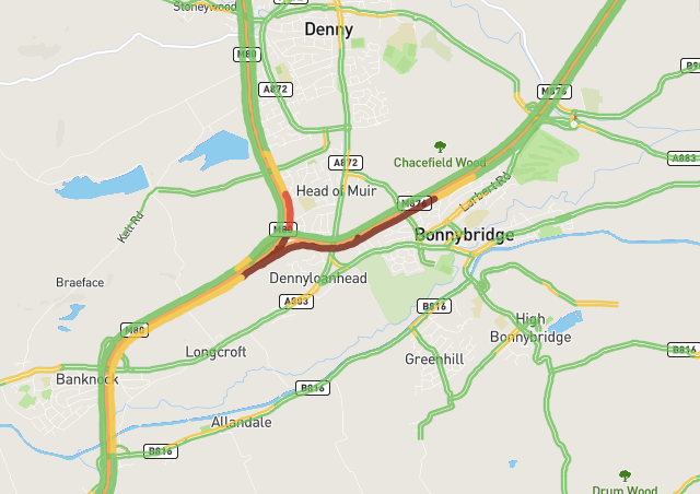 ❗️UPDATE 🕐16:10

#M80 - J8 TO J7 ⛔️

The #M80 is now fully ⛔️CLOSED⛔️ in Both Directions following a vehicle fire.

Police and Fire Service are now on scene. Traffic is stationary on approach. Please #takecare.