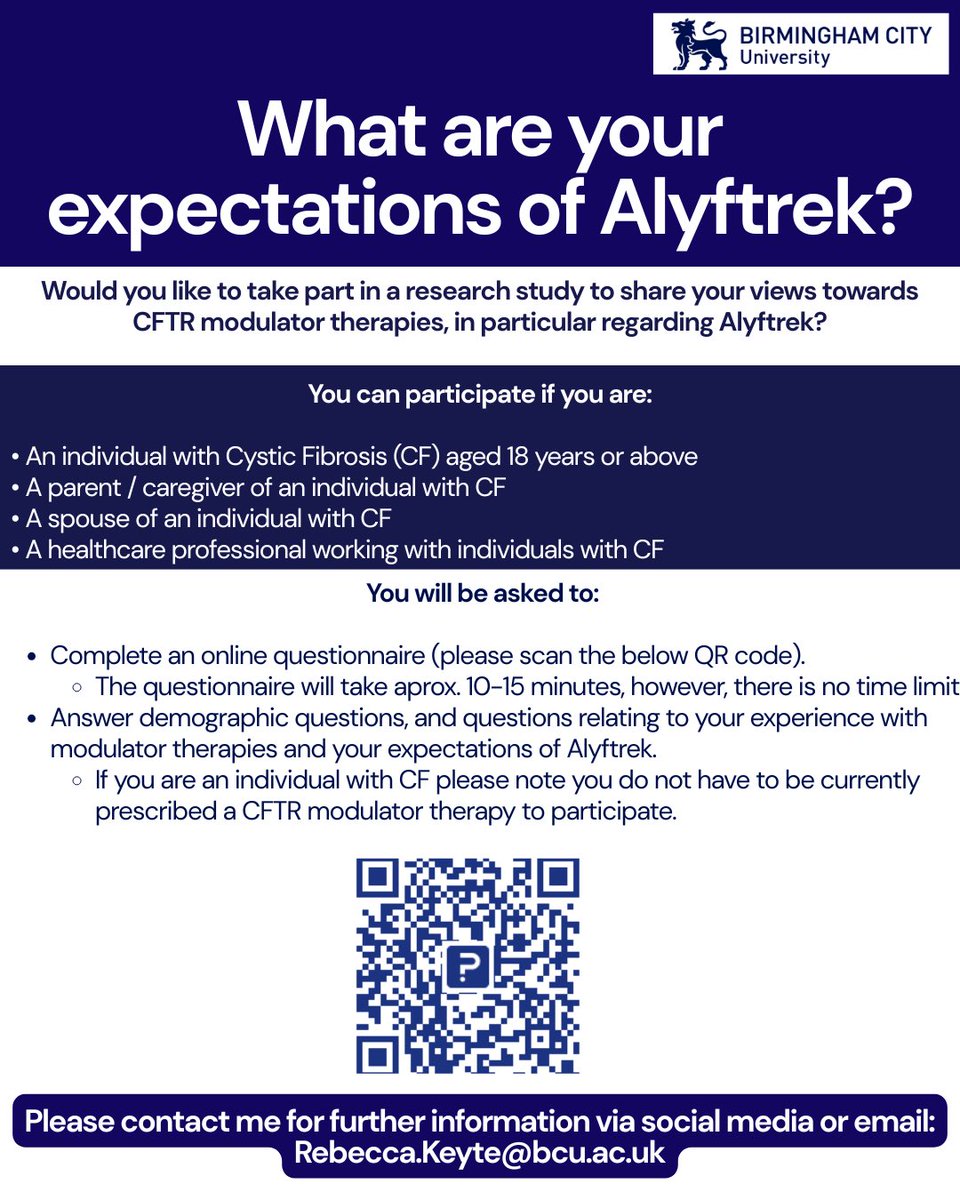 💊 Would you like to share your views towards CFTR modulator therapy, in particular regarding Alyftrek?

(1/3 please see thread below 👇🏼)