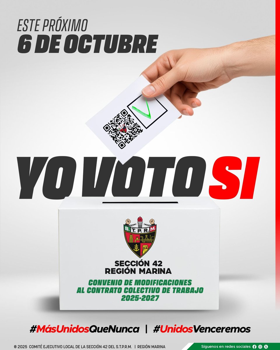 AdyRamos's tweet image. 👷🏻‍♀️👷🏻‍♂️👏🏻La Unidad empieza cuando defendemos nuestros derechos de manera Colectiva! Ejerzamos Nuestro Voto Libre, Directo y Secreto por Más Beneficios para La Familia Petrolera 👷🏻‍♀️👷🏻‍♂️👏🏻
@lgps03101 
@Seccion42_STPRM 
"UNIDOS VENCEREMOS"