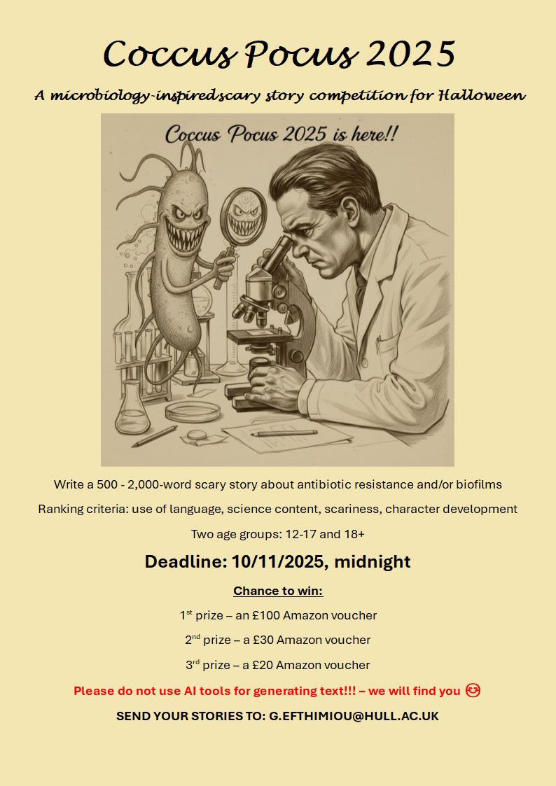 Danospap_'s tweet photo. submit your scary stories now for a chance to win amazing prizes 👻🎃💀🦠

@MicrobioSoc @g_efthimiou https://t.co/9ISesoBSys