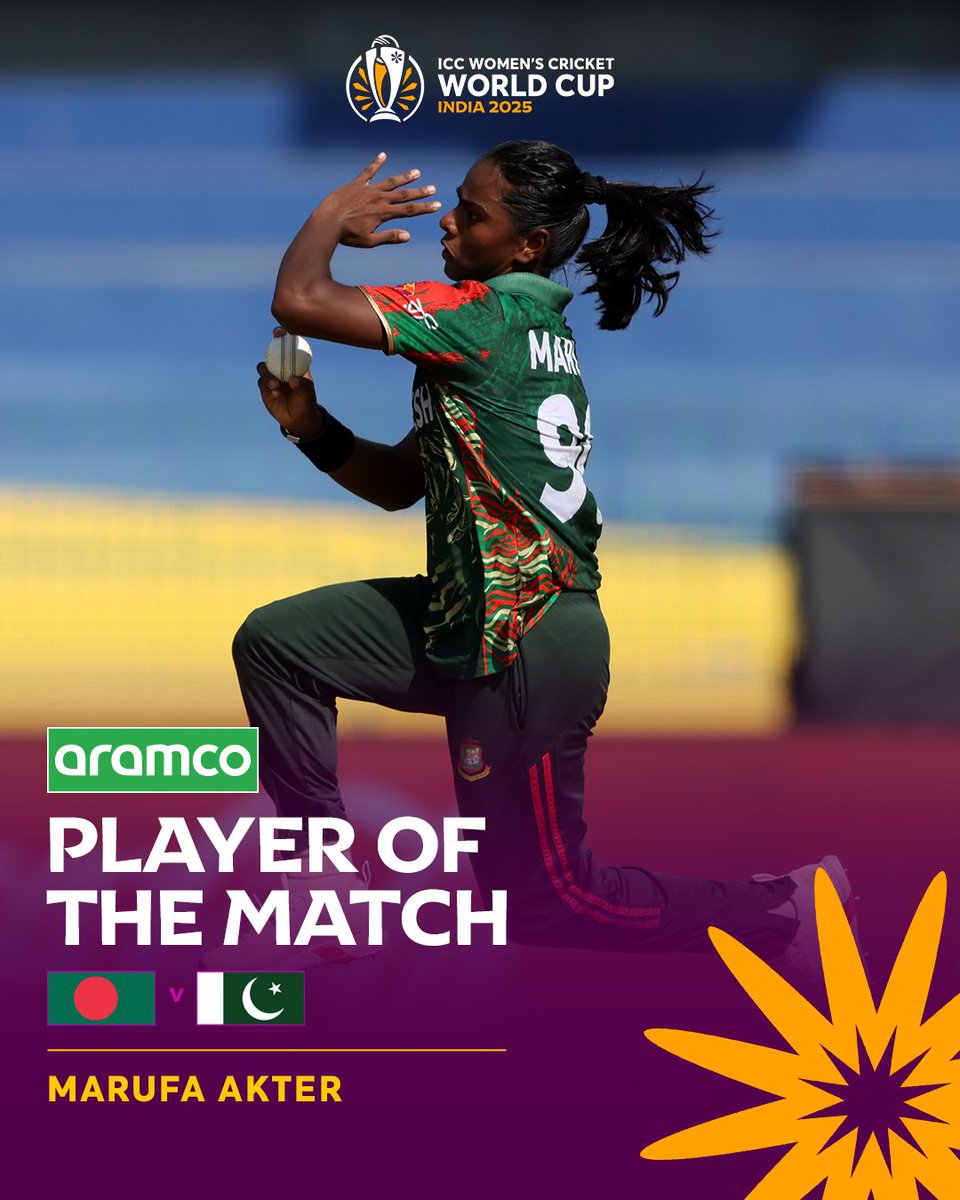 An incisive bowling spell and exceptional work in the field wins Marufa Akter the <a href="/aramco/">aramco</a> POTM in Bangladesh's #CWC25 opener 🤩