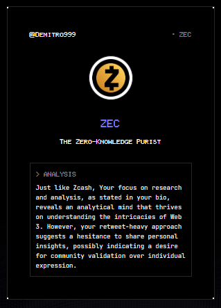 According to my twitter data, I give $ZEC vibes.
Bullish?
Try Coinology on app.vana.com. #datarevolution <a href="/vana/">vana</a>