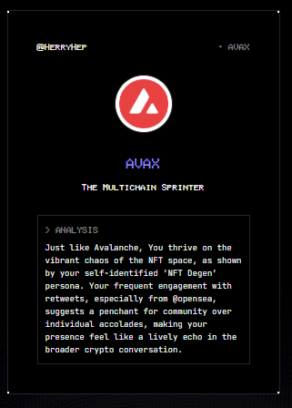 According to my twitter data, I give $AVAX vibes.
Bullish?
Try Coinology on app.vana.com. #datarevolution <a href="/vana/">vana</a>