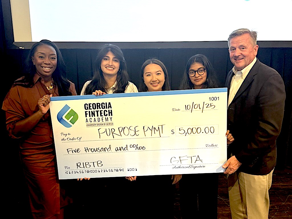 Congrats to Purpose Payment, a student-led startup from @UniversityofGA, for winning 1st place + $5K at FinTech Atlanta’s Run It By The Buyers (Juniors Edition)!

Founded by MIS students Saniya Bedi, Linzey Nguyen &amp; Kaveri Channappa — proving every payment can have a purpose.