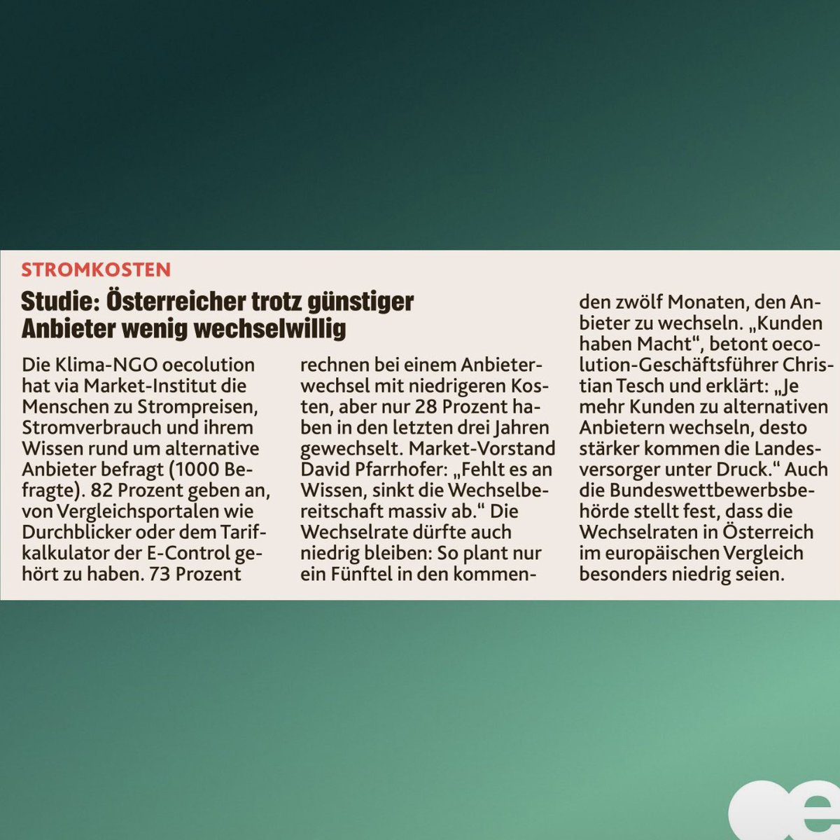 oecolution's tweet image. Strom bleibt teuer, weil zu wenige wechseln. Wer wechselt, spart hunderte Euro im Jahr - und sorgt für mehr Wettbewerb.

Mehr dazu in der @krone_at