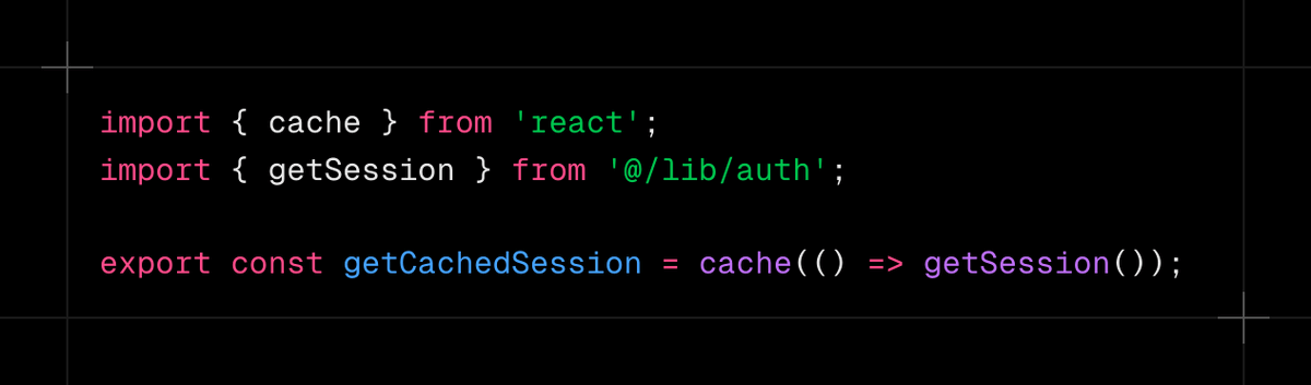 Erfan Ebrahimnia (@erfanebrahimnia) on Twitter photo Wrap your session checks in React.cache() so you don't end up running getSession multiple times during the same request Wrap your session checks in React.cache() so you don't end up running getSession multiple times during the same request
