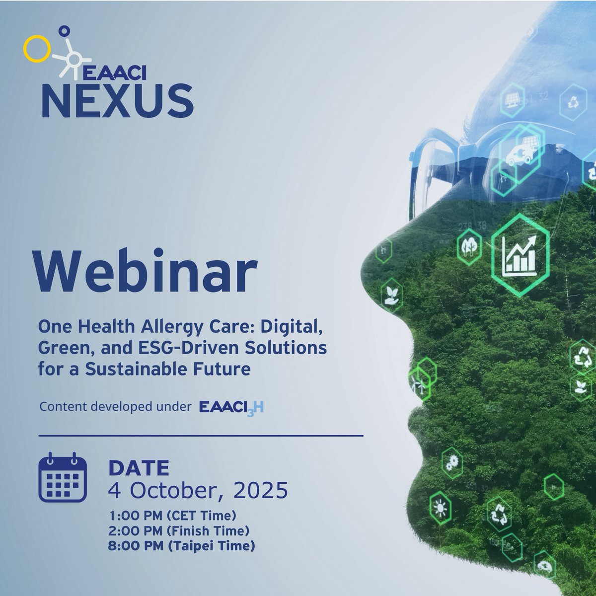 eaaci_nexus's tweet photo. 🌱 How can #OneHealth, #AI, and #ESG transform #AllergyCare?

Join our EAACI Knowledge Hub webinar in just 2 days!
🗓️ 04.10.2025
🎤 Prof. I-Jen Wang &amp; Prof. Célia Antunes

👉 Register: https://t.co/s18hRUkNbU

#EAACI #EAACINEXUS #AllergyCare #OneHealth https://t.co/W9V6AFB3AP