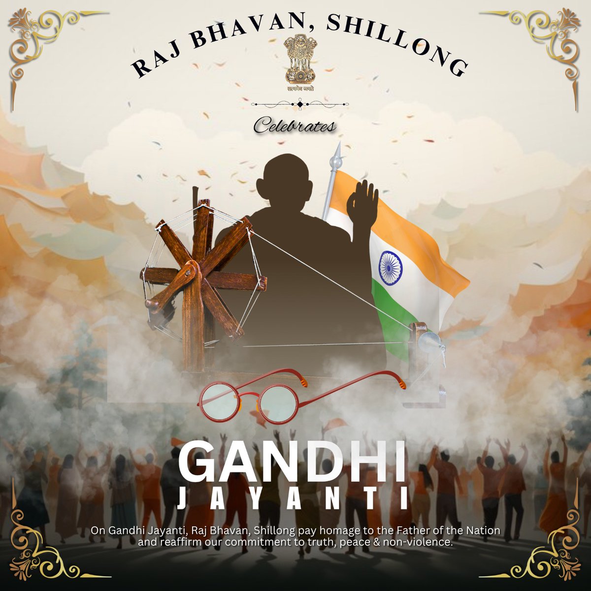 🌿 Raj Bhavan, Meghalaya extends greetings on #GandhiJayanti, remembering the ideals of truth, non-violence and harmony that continue to guide our nation. 🙏✨
