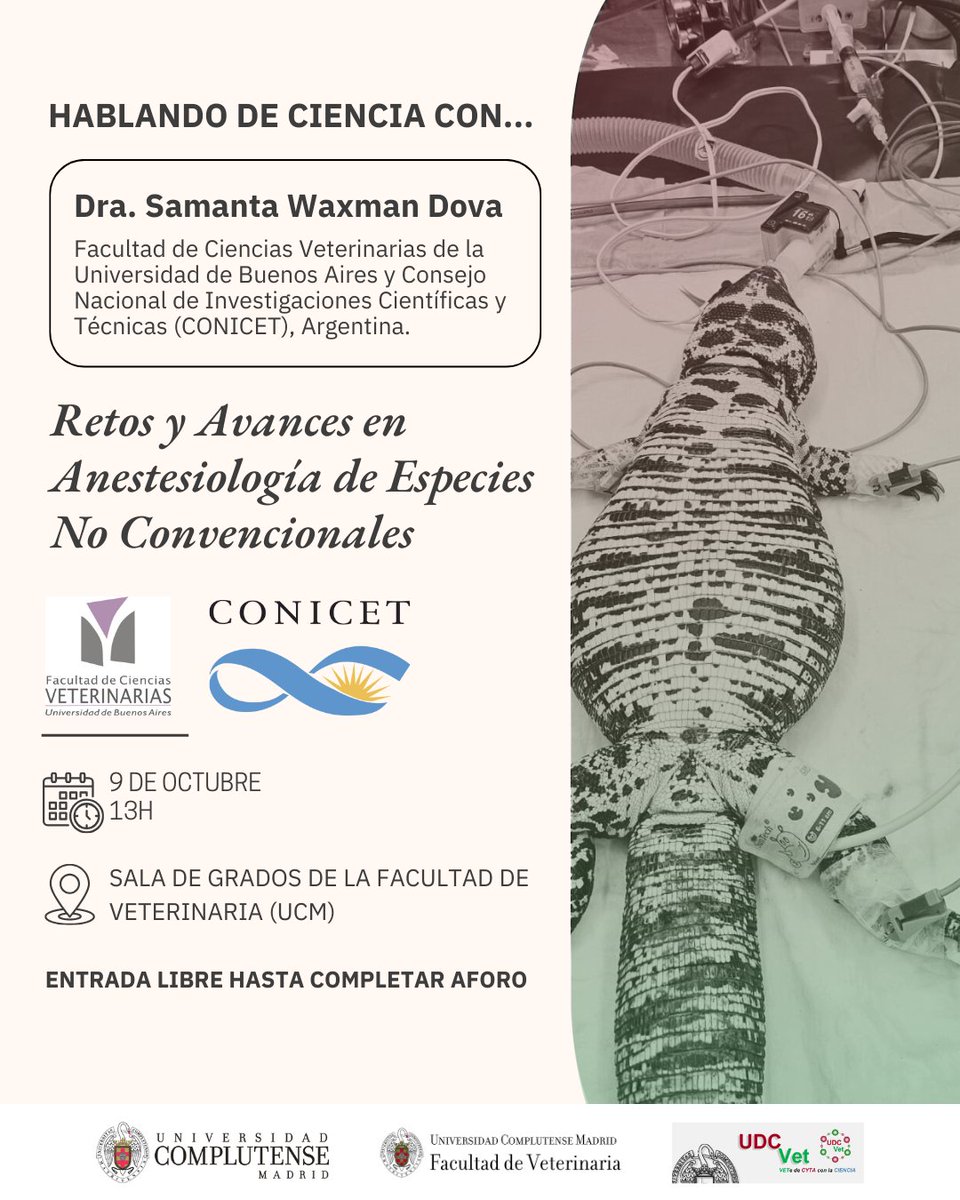 Unidad Divulgación Científica Fac.Veterinaria UCM (@udcvet) on Twitter photo 📢📢📢 Nueva sesión de divulgación en <a href="/VeterinariaUCM/">FVeterinariaUCM</a>:  El próximo jueves 9 oct, a las 13h en Sala de Grados, "Hablando de Ciencia con"...Samanta Waxman Dova, de la Facultad Ciencias Veterinarias de la <a href="/UBAonline/">UBAonline</a>, y <a href="/Conicet/">Conicet</a>, Argentina.
✨️Te esperamos!!!
#HablandodeCienciaVet 📢📢📢 Nueva sesión de divulgación en <a href="/VeterinariaUCM/">FVeterinariaUCM</a>:  El próximo jueves 9 oct, a las 13h en Sala de Grados, "Hablando de Ciencia con"...Samanta Waxman Dova, de la Facultad Ciencias Veterinarias de la <a href="/UBAonline/">UBAonline</a>, y <a href="/Conicet/">Conicet</a>, Argentina.
✨️Te esperamos!!!
#HablandodeCienciaVet