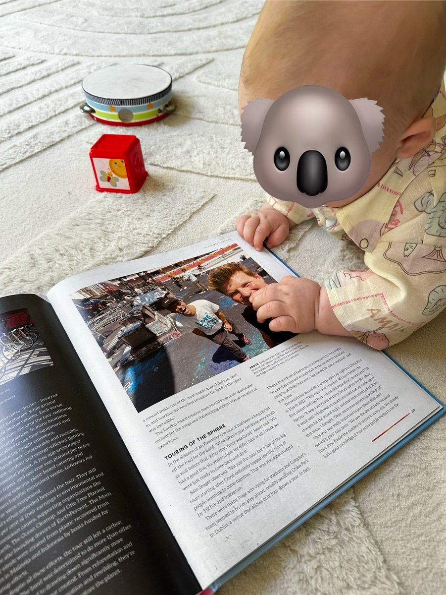 hmvang's tweet photo. Wouldn’t be here without Coldplay, so felt only right to give him a little sneak peak of @debswild amazing new book (Congratulation on the release today!). He seems to have taken a liking to Phil in the process. https://t.co/6lhyTXv2jx