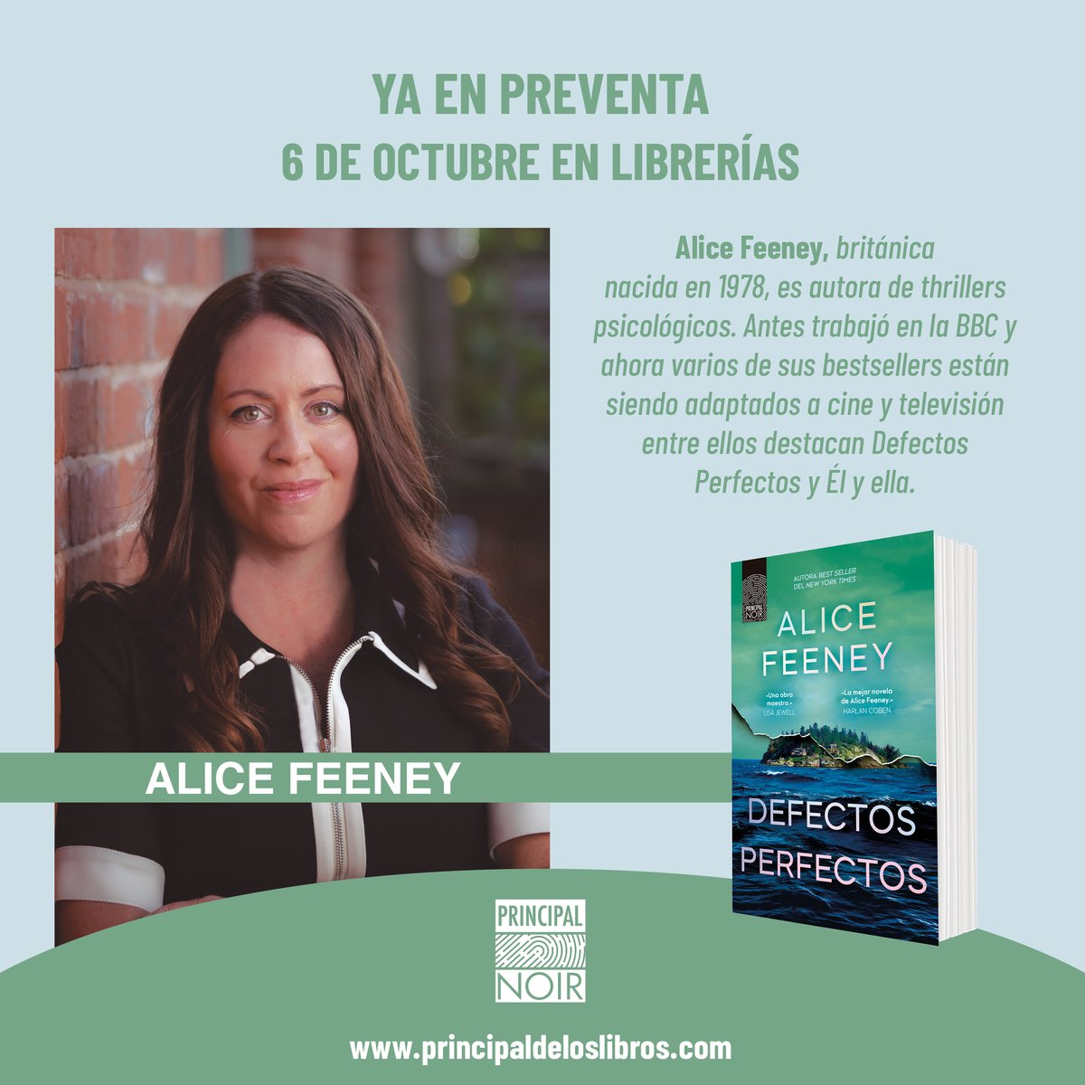 Principal Libros (@principallibros) on Twitter photo ¡Novedad!
El 6 de octubre llega a librerías "Defectos perfectos", de la autora best seller de "Él y ella" <a href="/alicewriterland/">Alice Feeney</a>, un thriller apasionante y deliciosamente oscuro sobre el matrimonio y la venganza ⚡
👉 Ya en preventa en principaldeloslibros.com
#PrincipalNoir ¡Novedad!
El 6 de octubre llega a librerías "Defectos perfectos", de la autora best seller de "Él y ella" <a href="/alicewriterland/">Alice Feeney</a>, un thriller apasionante y deliciosamente oscuro sobre el matrimonio y la venganza ⚡
👉 Ya en preventa en principaldeloslibros.com
#PrincipalNoir