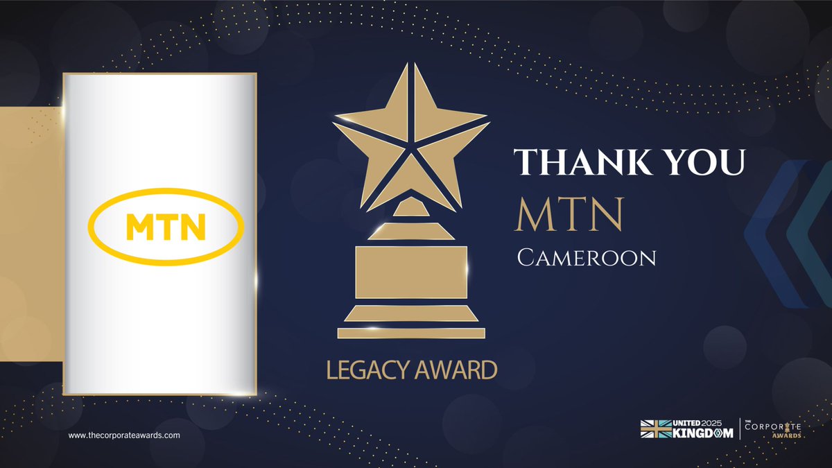 corp_awards's tweet photo. MTN Cameroon shines with growth &amp; sustainability 

Congrats on the Legacy Award at #CorporateAwards2025! 

#MTNCameroon #Sustainability #Innovation #CustomerExcellence https://t.co/yJ43cNrsJP
