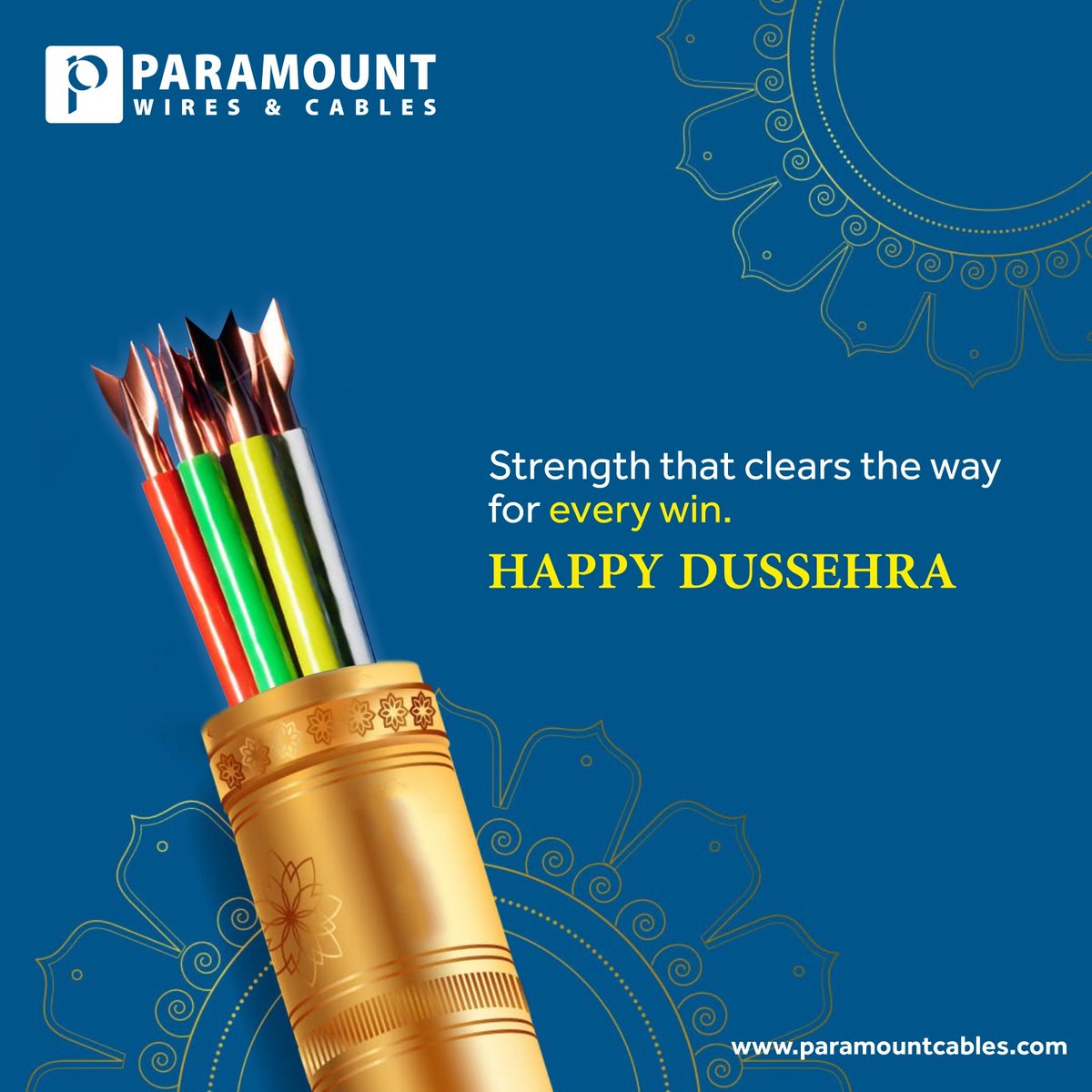 ParamountCables's tweet photo. Just as Dussehra marks the triumph of good over evil, we power progress by connecting lives with trust and innovation. Happy Dussehra to everyone celebrating. 
#ParamountCables #ParamountParivaar #HappyDussehra https://t.co/ag6hQ4AkGk